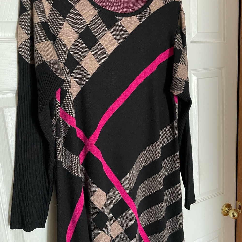 Bold Black and Pink Crew Neck Sweater